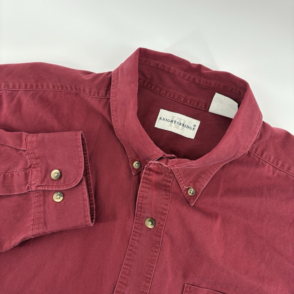 Vintage Knights Bridge Shirt Mens Large Gray Red Striped Long Sleeve Button Down